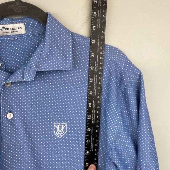 Peter Millar shirt Mens L blue summer comfort geometric‎ dot - Picture 9 of 11